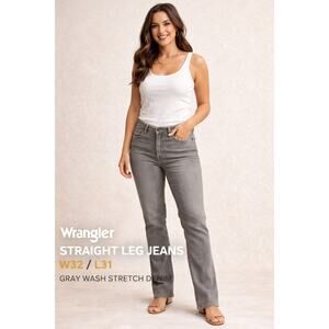 Wrangler Straight Leg Jeans Gray Wash W32 L31 Mid Rise Western Denim Womens